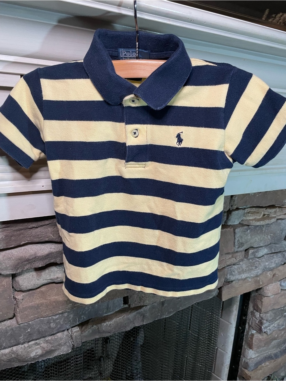 Ralph Lauren Navy & Yellow Striped Kids Polo